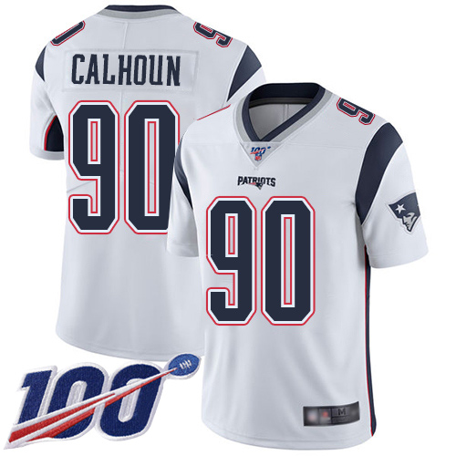 New England Patriots Football #90 100th Season Limited White Men Shilique Calhoun Road NFL Jersey